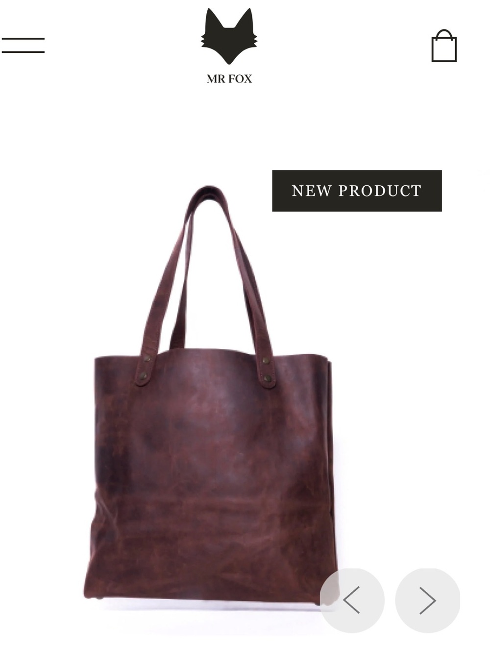 MR FOX EUC Classic Tote Bag Brown Genuine Leather Handmade Mexico